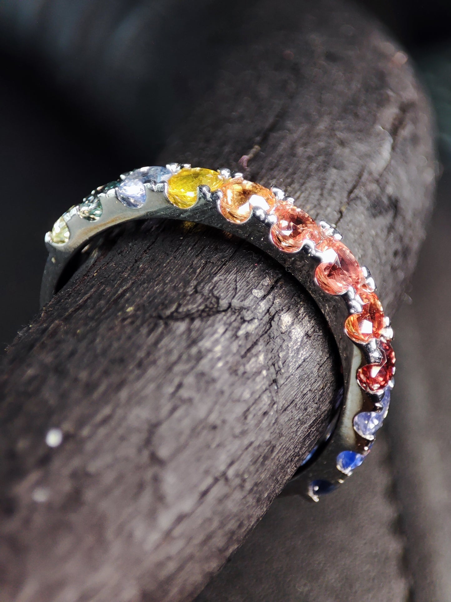 2 Cts Multicolor Sapphire White Gold Infinity Ring