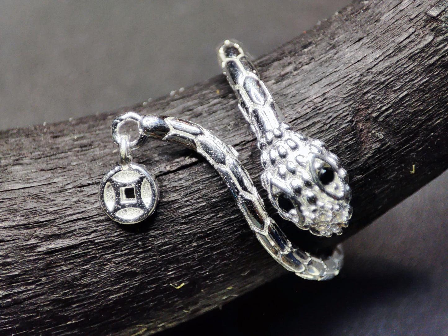 Limited Edition Sterling Silver Snake Ring – Adjustable Fit, Red or Black Eyes