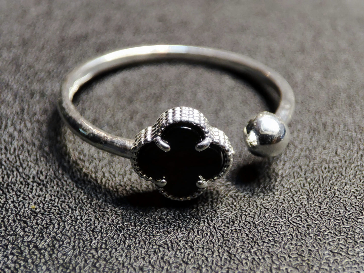 Adjustable Sterling Silver Four-Leaf Clover Ring: 5 Colors, Elegant & Everyday Chic