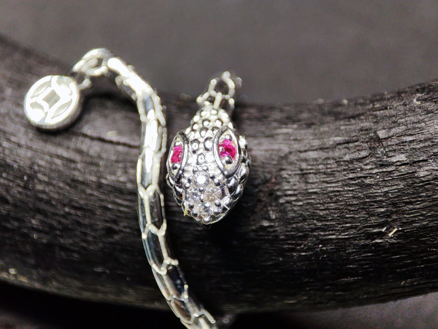 Limited Edition Sterling Silver Snake Ring – Adjustable Fit, Red or Black Eyes