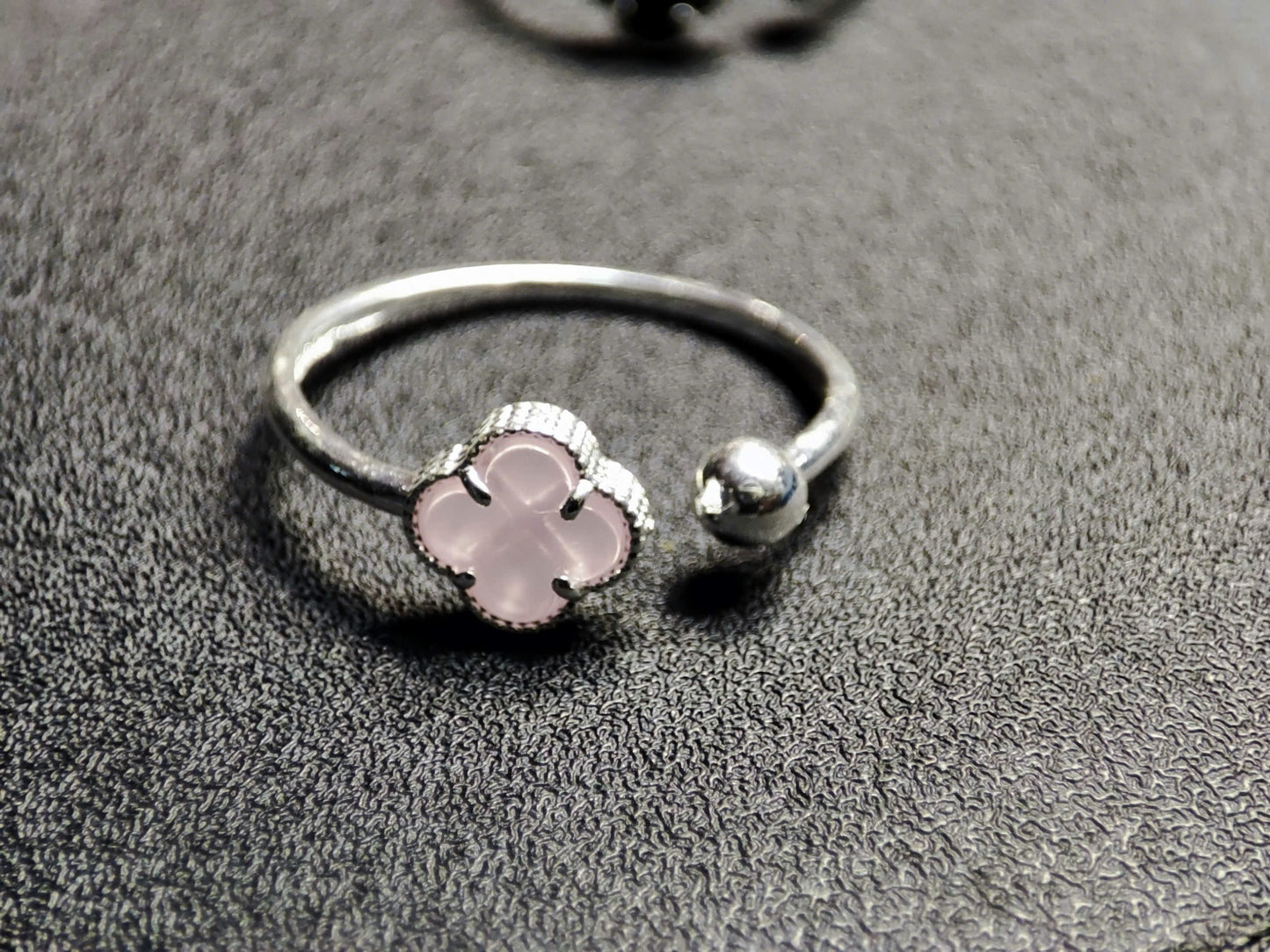 Adjustable Sterling Silver Four-Leaf Clover Ring: 5 Colors, Elegant & Everyday Chic