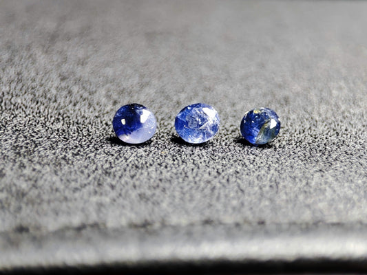 Lot of 3 Round-Cut Earth-Inspired Sapphires: Natural, Untreated, Unique Inclusions (3mm Each)