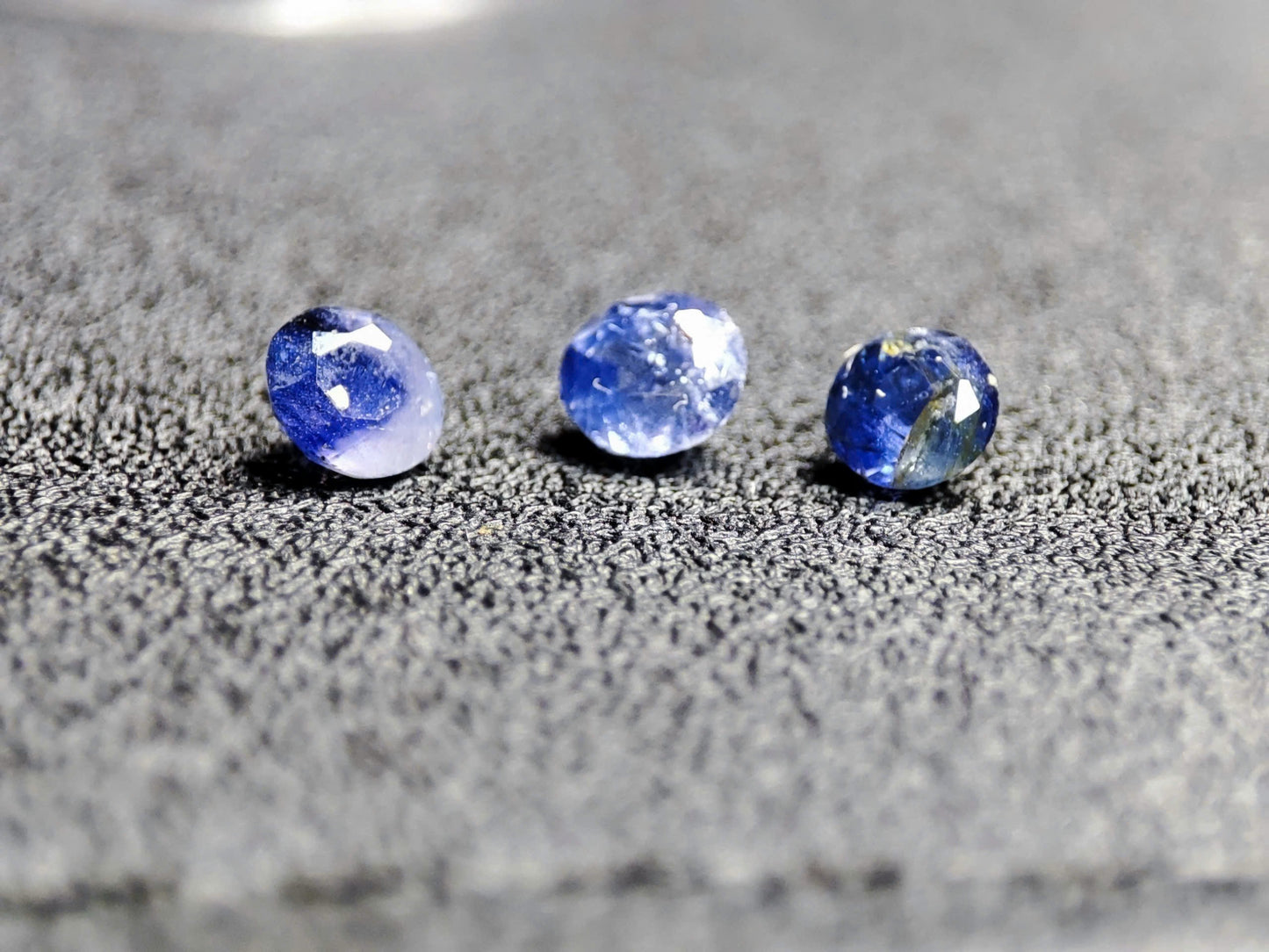 Lot of 3 Round-Cut Earth-Inspired Sapphires: Natural, Untreated, Unique Inclusions (3mm Each)