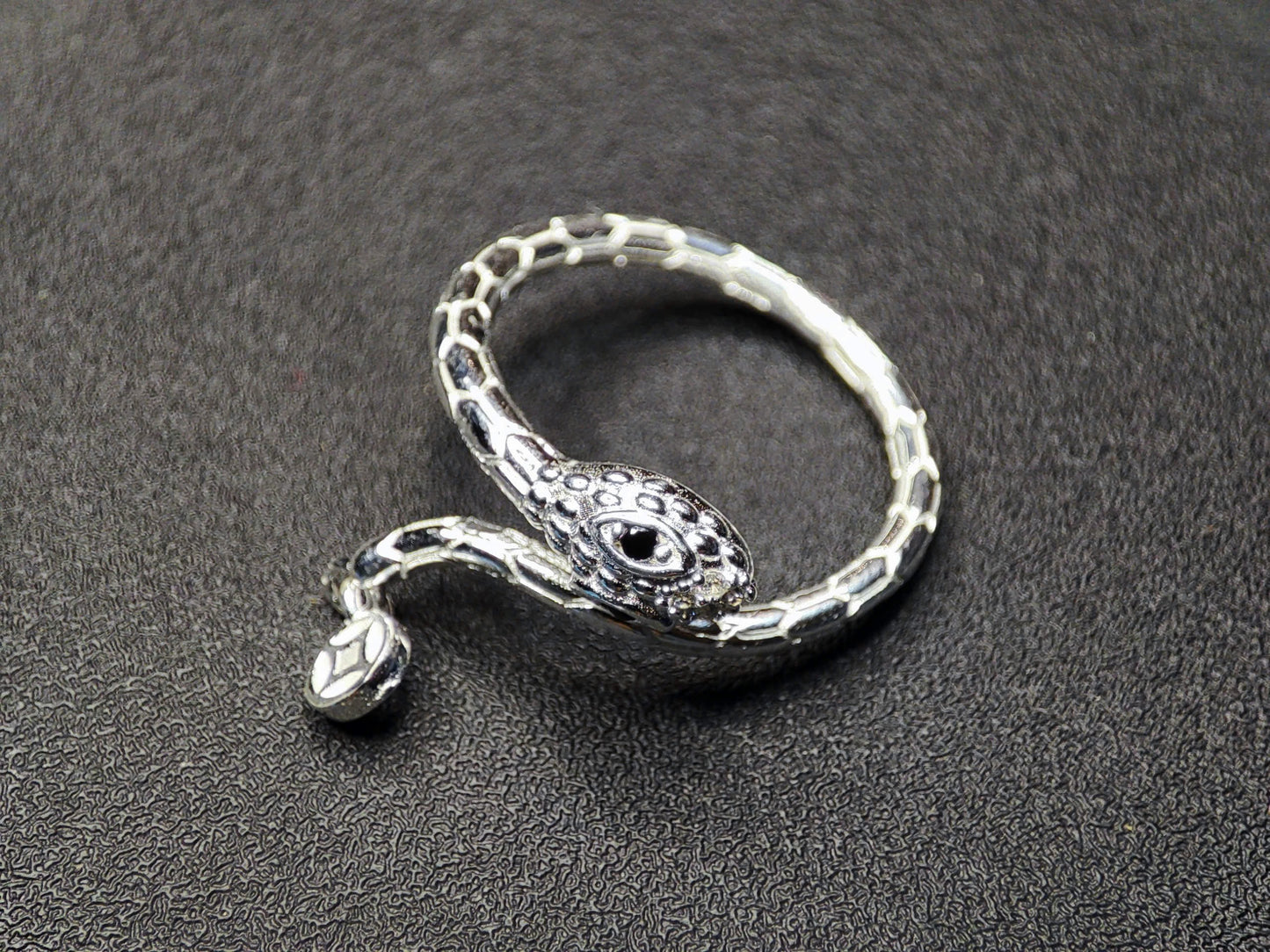 Limited Edition Sterling Silver Snake Ring – Adjustable Fit, Red or Black Eyes