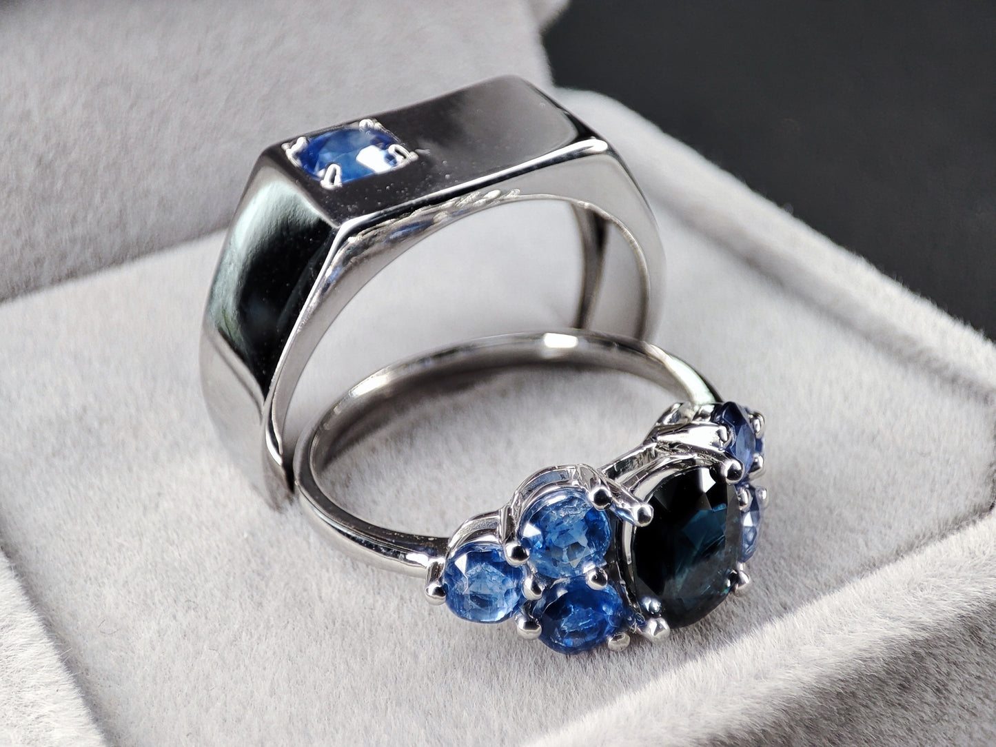 Sapphire and With Gold 18 Cts Ring for Men
