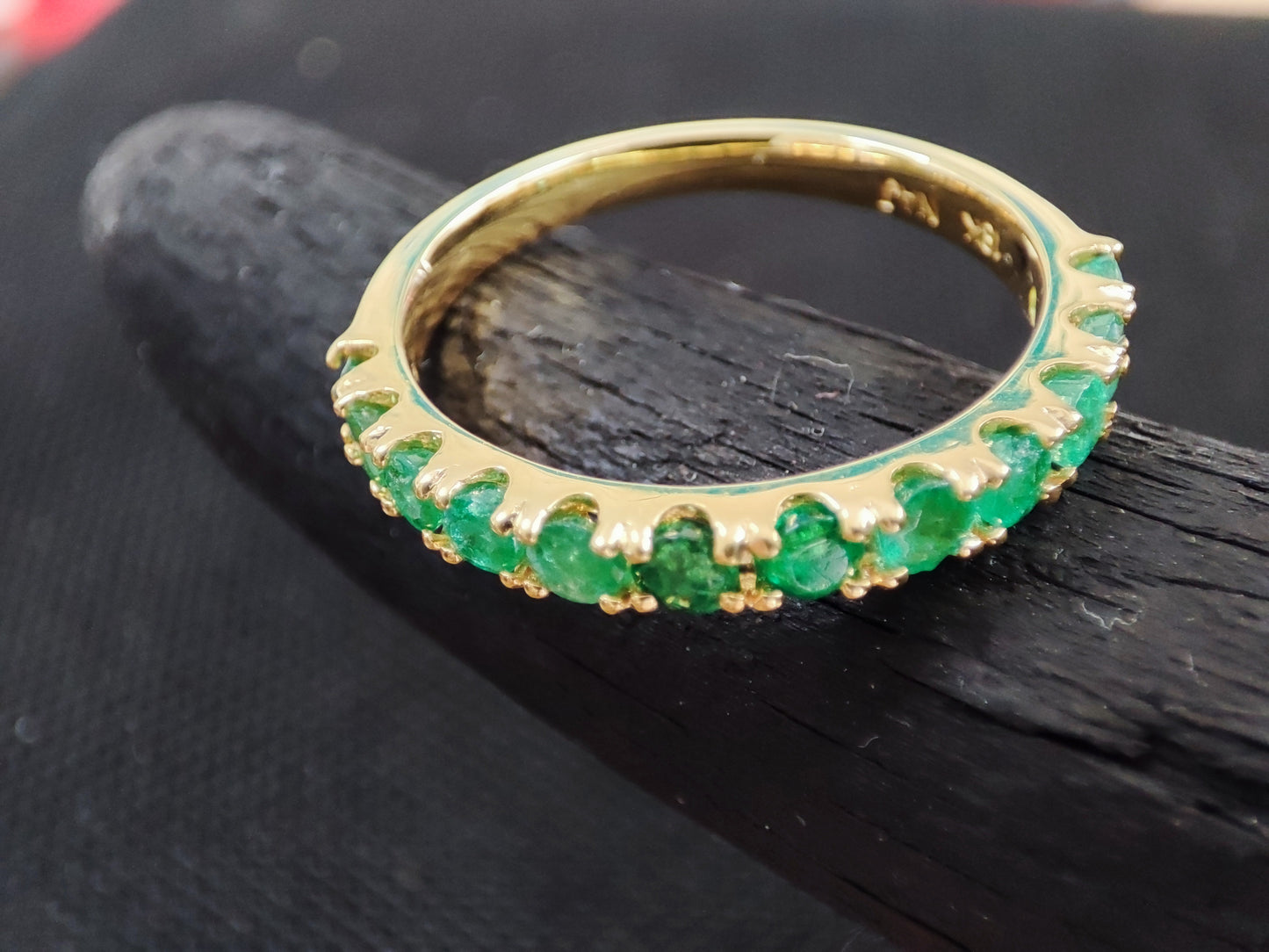 Yellow Gold 18 Ct Infinity Ring with Emeralds