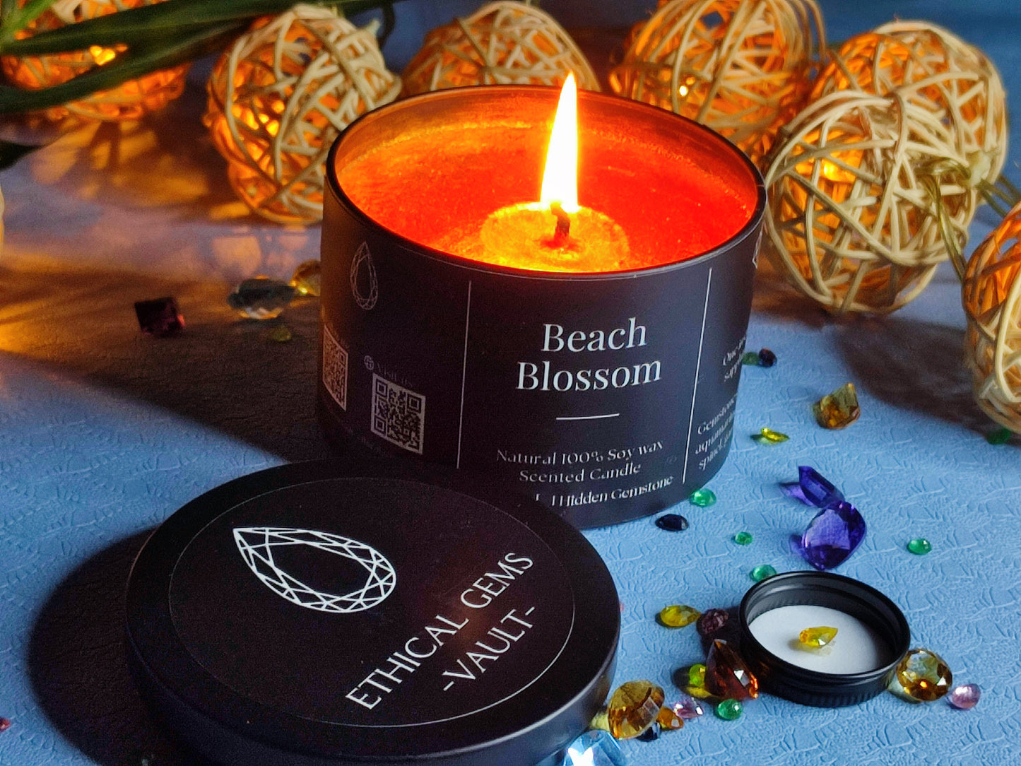 0.2 - 0.5 Cts Gemstone in a Natural Scented candle